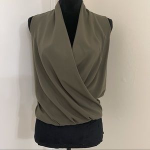 Ann Taylor LOFT sleeveless deep-V wrap blouse